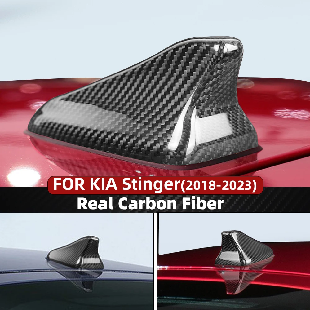 For KIA Stinger Real Carbon Fiber Shark Fin Aerial Antenna Cap Cover Trim Black Red Car Accessories Auto 2018-2023 Modification