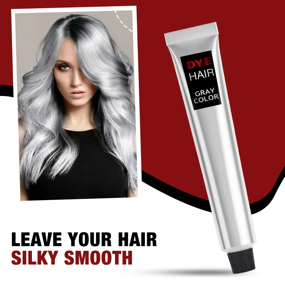 100ML Fashion Light Gray Color Hair Dye Cream Natural Permanent Grey Hair Color Dye Super  Natural Plant Hair Dye Cosmetic