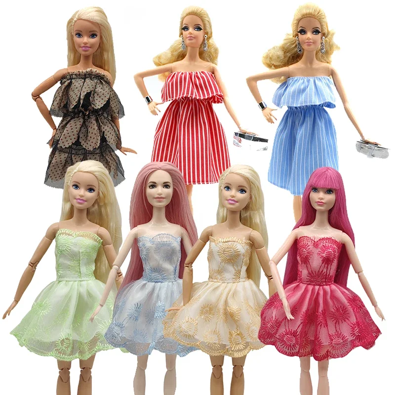 Suit for 12in Doll Clothes Fashion Bjd Dress Vertical Stripe Skirt Ballet Toys for Girls Accessories 1/6 Clothes Outfit Dress Up