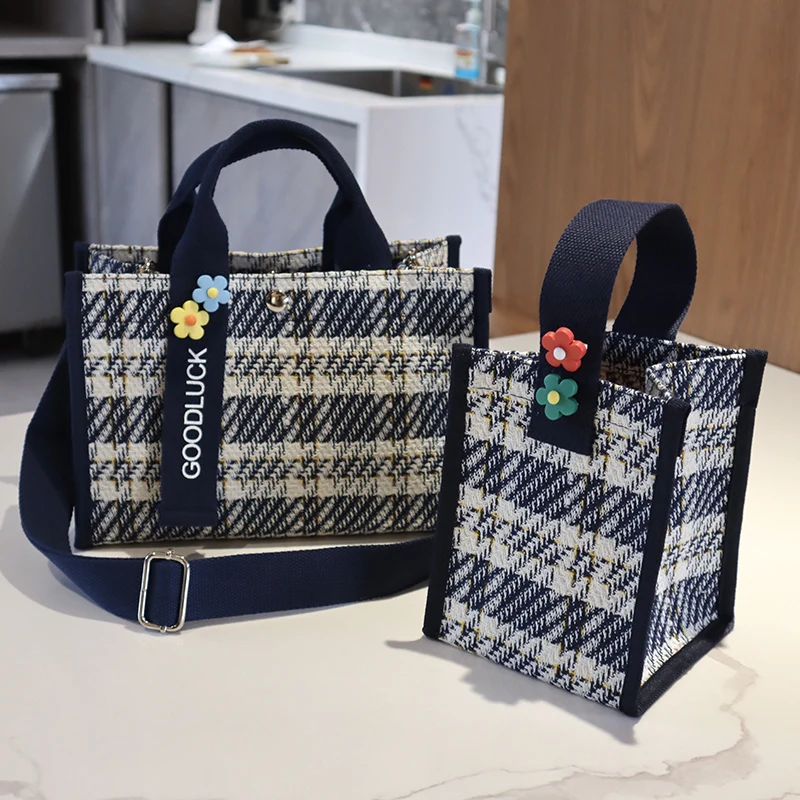 

Faionable большая холщовая сумка в клетку Capaci, водонепроницаемая женская сумка Briti Sle, сумка для ланча, универсальная ручная сумка