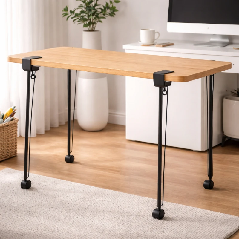 Caster No-drill Table Legs Silent Brake Smooth Move Stable Dining Table Workbench Portable Removable Furniture Support