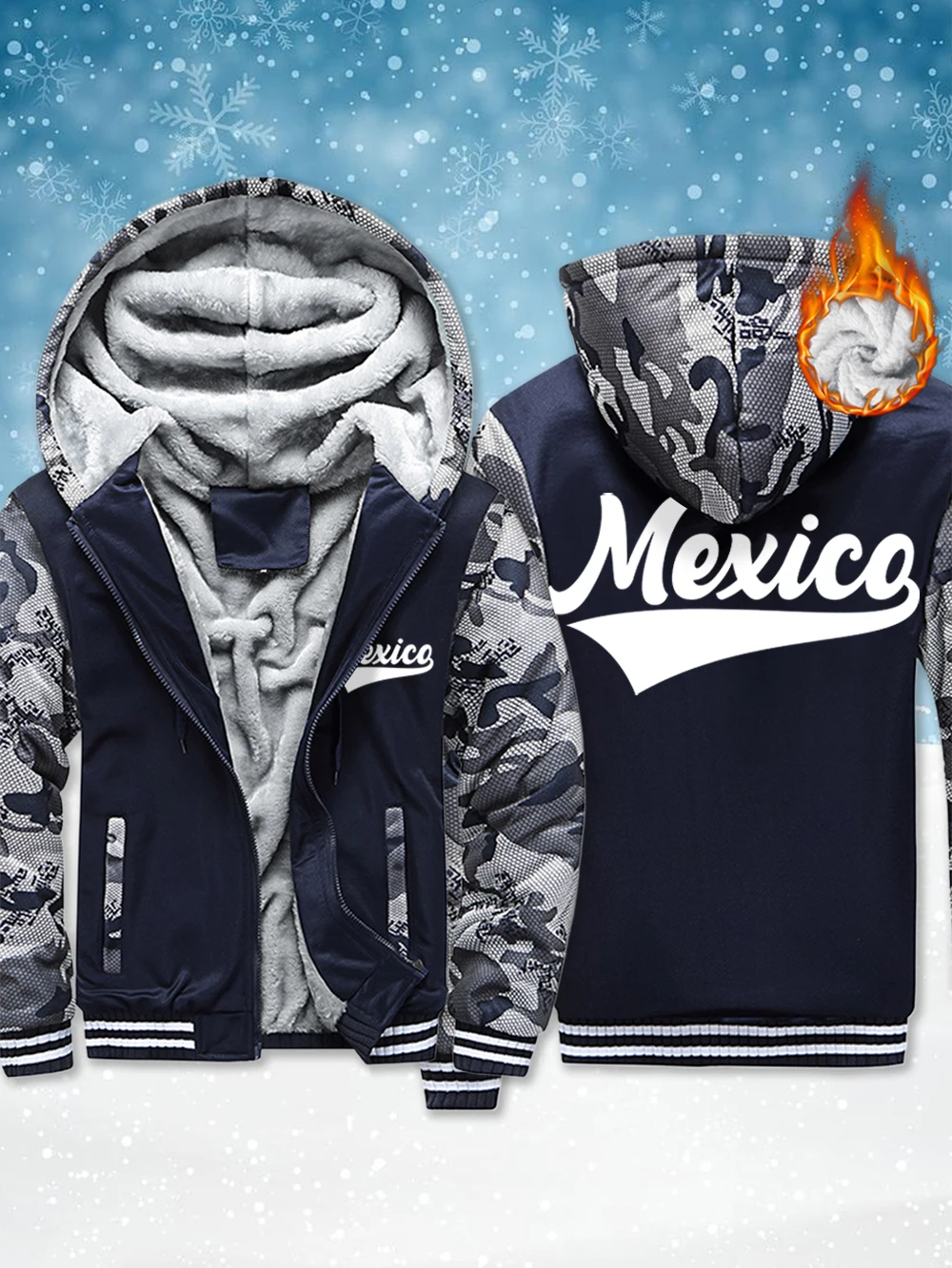 

Мужская утепленная верхняя одежда с принтами букв Мексики, зимние термопальто на молнии, флисовые теплые ветрозащитные куртки, удобная мужская одежда