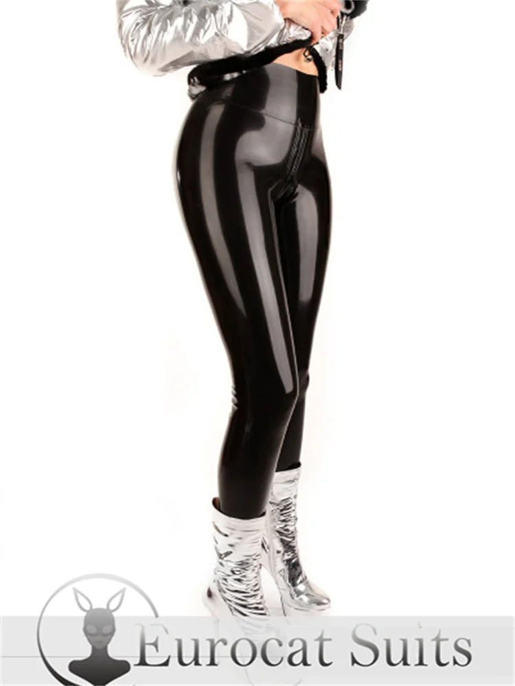 latex leggings men eurocat suits  latex trousers rubber fetish customised  clubwear cosplayHigh Waist Latex Leggings