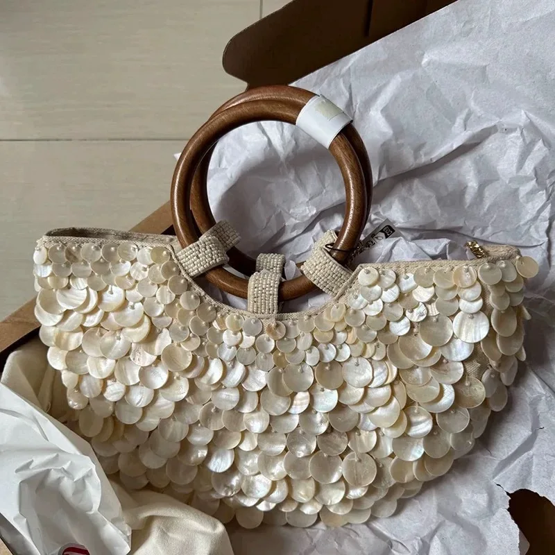 Novo high-end puro artesanal saco de concha natural bolsa de fadas bolsa feminina nicho subsourcing personalizado na moda saco dupla face