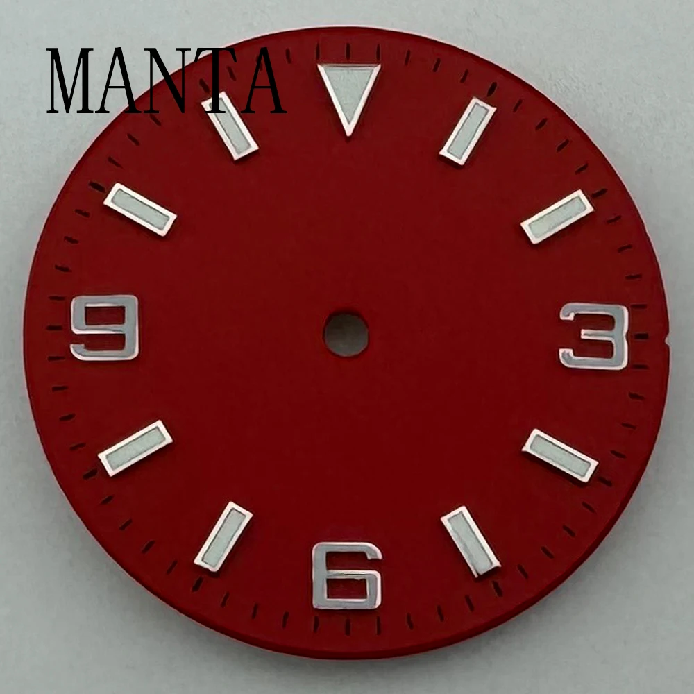 MANTA 28,7 mm steriele wijzerplaat lichtgevende pasvorm NH35/NH36 Miyota8205/8215/821A ETA2836/2824 Mingzhu2813/3804 beweging zwart blauw groen