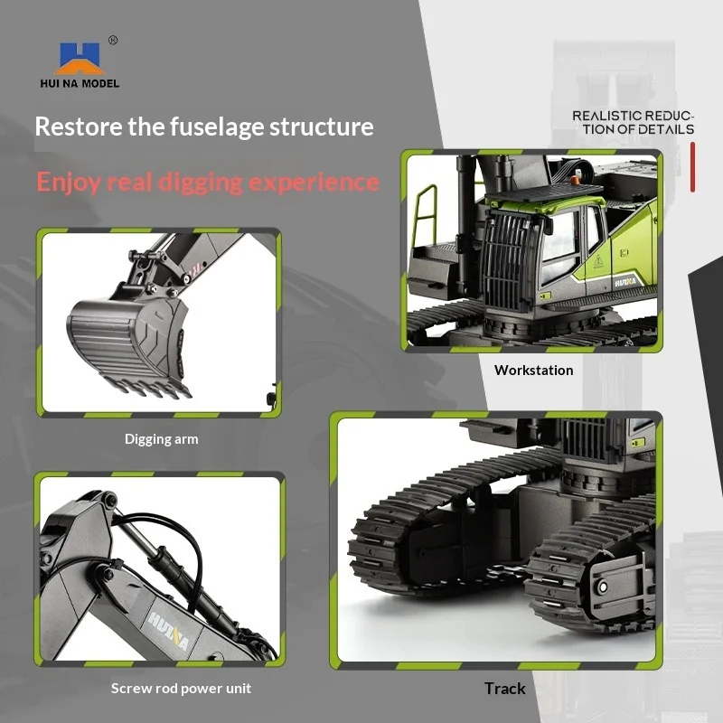 Huina 1593 Remote Control Alloy Excavator 22 Channel 1 14 Scale Tracked Engineering Simulation Model For Adult Hobby Enthusiasts