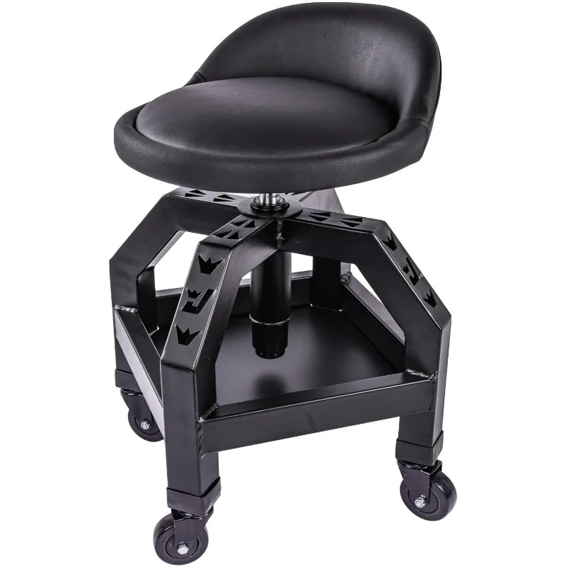 Banco giratório para loja resistente de 330 lb. Acabamento de revestimento em pó preto com estrutura de aço de capacidade de 22 pol. até 27,50 pol. Ajuste de altura