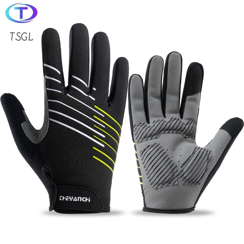 Guantes de ciclismo dedos completos pantalla táctil antideslizante Primavera Verano hombres guantes de bicicleta de carretera para Spotrs gimnasio Fitness bicicleta de pesca