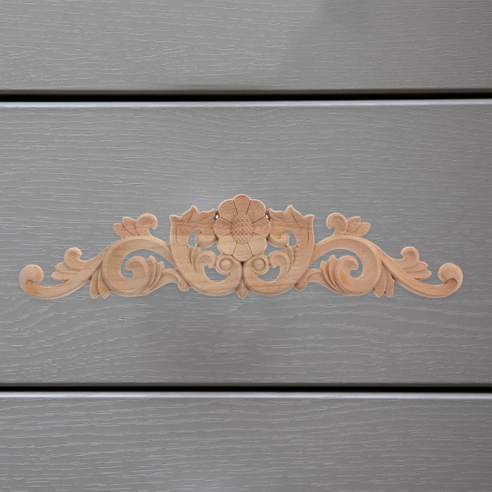 

2Pcs Wood Carving Decals Elongated Flower Pattern Appliques for Furniture Doors Cabinets Easy Install Vintage Home Decor