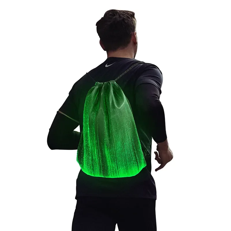 LED Light up Backpack 6 Glowing lights Bag For Rave Music Festival Party Christmas Halloween, Unisex Flashing Drawstring Bag