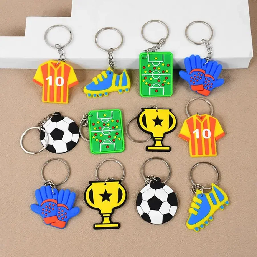 6/12Pcs Soccer Party Favors Keychains Kids Sports Football Birthday Party Goodie Pinata Fillers Toy Silicone Backpack Pendants view 2