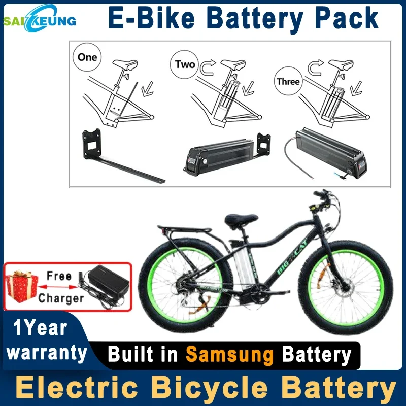 SilverFish-batería de litio para bicicleta eléctrica, 36v, 48v, 52v, 60v, 72v, 20, 24Ah, 30, 40, 50, 60Ah, Akku, Accu, 1000w, 2000w, 3000w