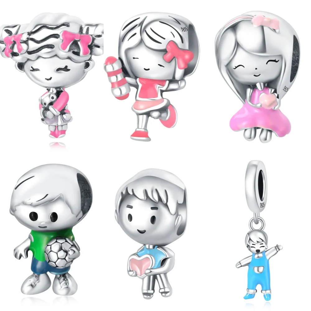 925 Sterling Silver Cute Cartoon Character Images Series Charms Beads Fit Original Wear Bracelets DIY Jewelry Gifts Accessory