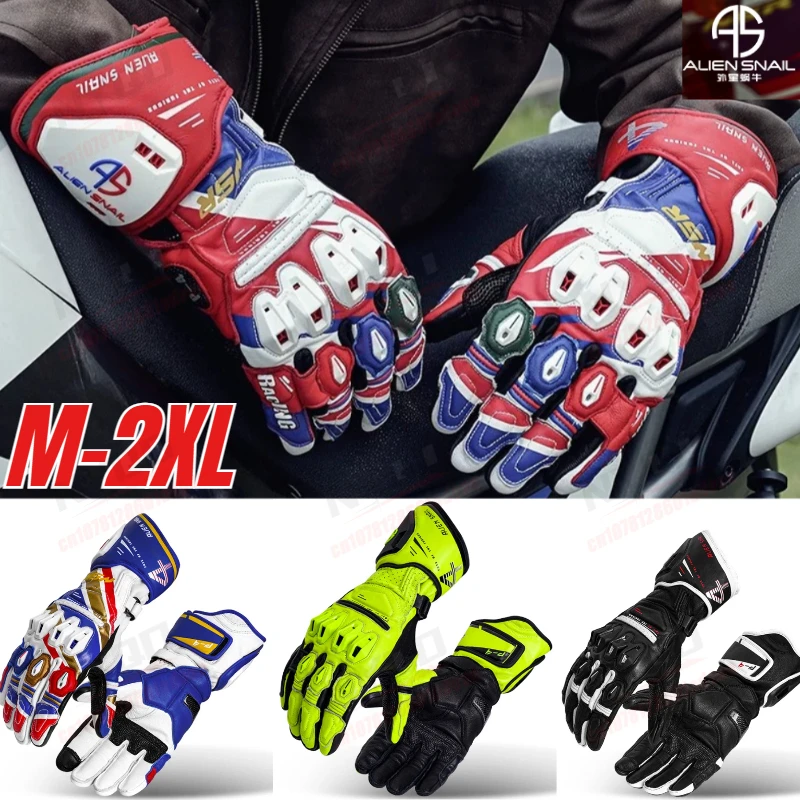 

Motorcycle Genuine Leather Gloves Carbon Fiber Protective Long Motorcycle Gear Off-Road Riding Professional Track Racing Gloves