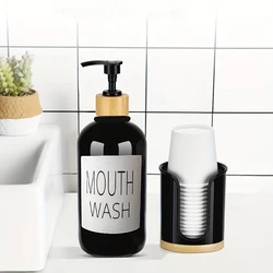 Mouthwash Dispenser with Bathroom Cup Holder, plastics Mouthwash Container, Mouth Wash Bottle Decanter, Small Cup Dipsenser