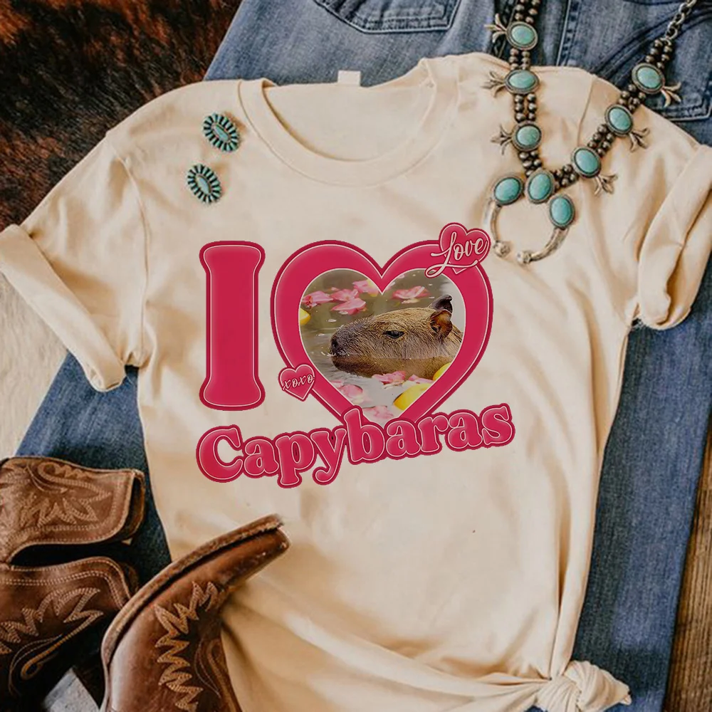 Kapibara Capybara t-shirts women summer anime Y2K tshirt girl manga clothing