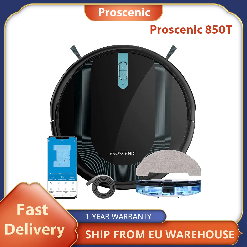 Proscenic 850T WiFi Robot Racuum Cleaner, 3000Pa Alexa & Google Home & App Control  Voice Control Intelligent Cleaning System