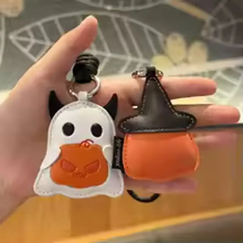 2026 New Halloween Pumpkin & Ghost Leather Keychain - Cute Bag Charm For Couples, Spooky Gift Pendant, Halloween Leather Keyring view 5