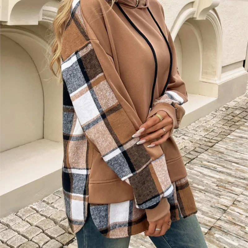 Women Casual Brown Loose Hoodies Autumn Winter Long Sleeve Hooded Sweatshirt Thick Simple Tops Lazy Style Pullover 2025 New