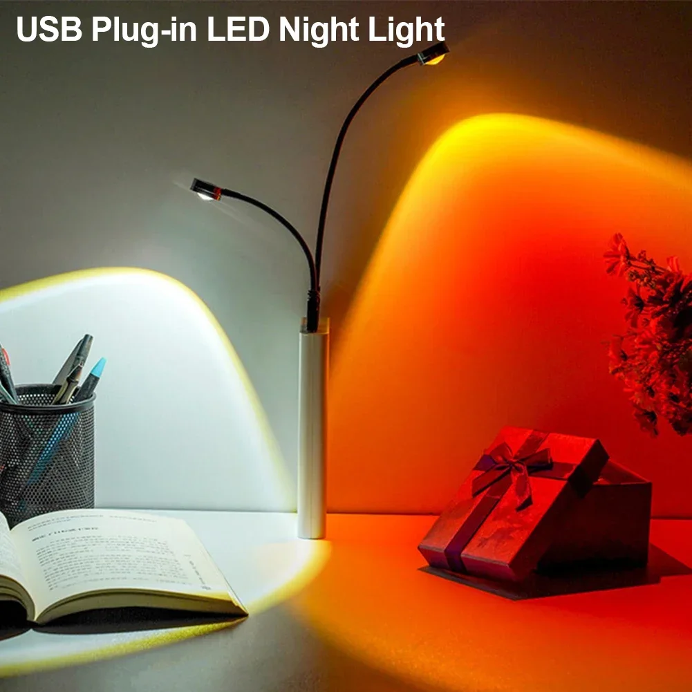 1x USB Sonnen untergang Lampe führte Regenbogen Neon Nachtlicht Projektor Fotografie Wand Atmosphäre Beleuchtung für Schlafzimmer Wohnzimmer Dekor Geschenk