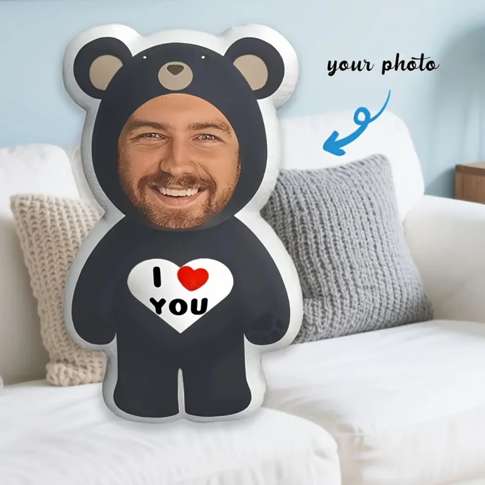 A Special Photo Teddy Bear Pillow - Personalized Double-Sided Printed Plush Pillow with the Words 