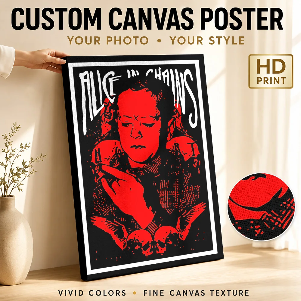 Alice in Chains Band Framed Canvas Print Poster Personalized Retro Music Wall Paintings Decoration for Bar Gift for Collectors