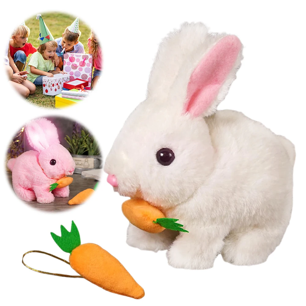 Electric Plush Carrot Bunny Toy Jumping Twitching Shaking Ears Simulation Electric Rabbit Pet Toy Gift for Toddlers Birthday Toy