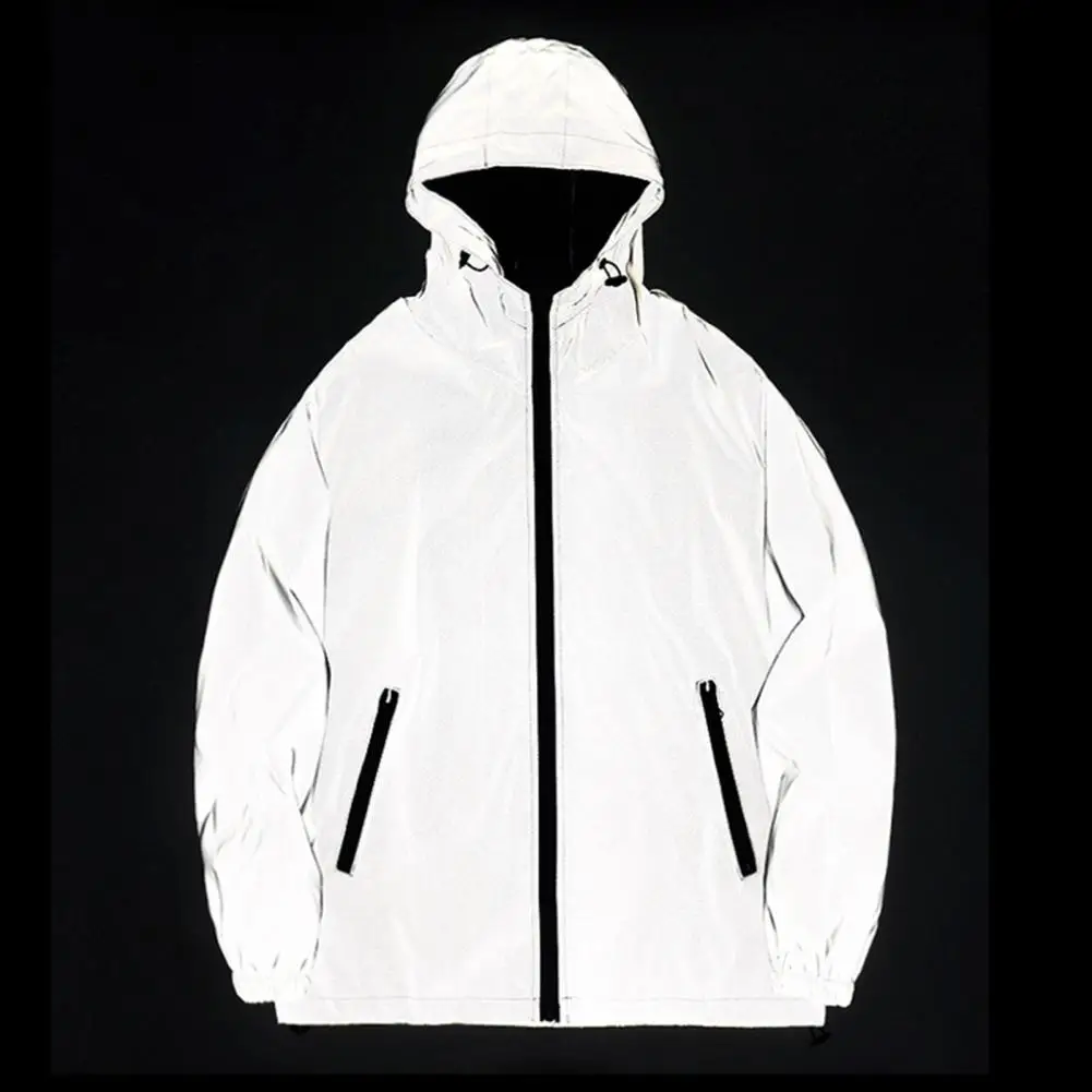 

Jacket Coat Lightweight Men Windbreaker All-matched Zipper Closure Fashion Hooded Night Sporting Coat