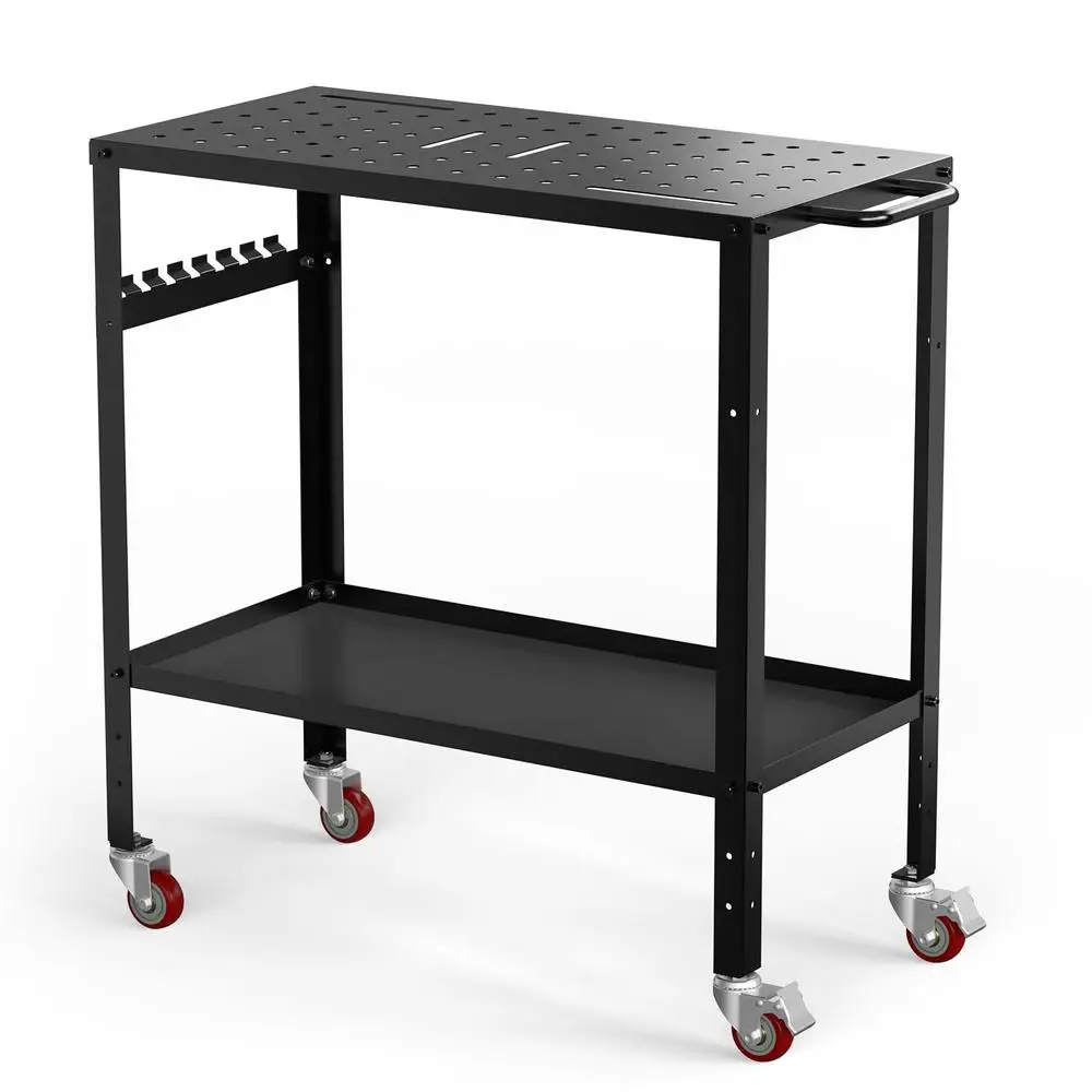 Welding Workbench 36x18 Inches 1200lb Load Capacity Hook Side Panel Handle Brake Wheels Sturdy Design