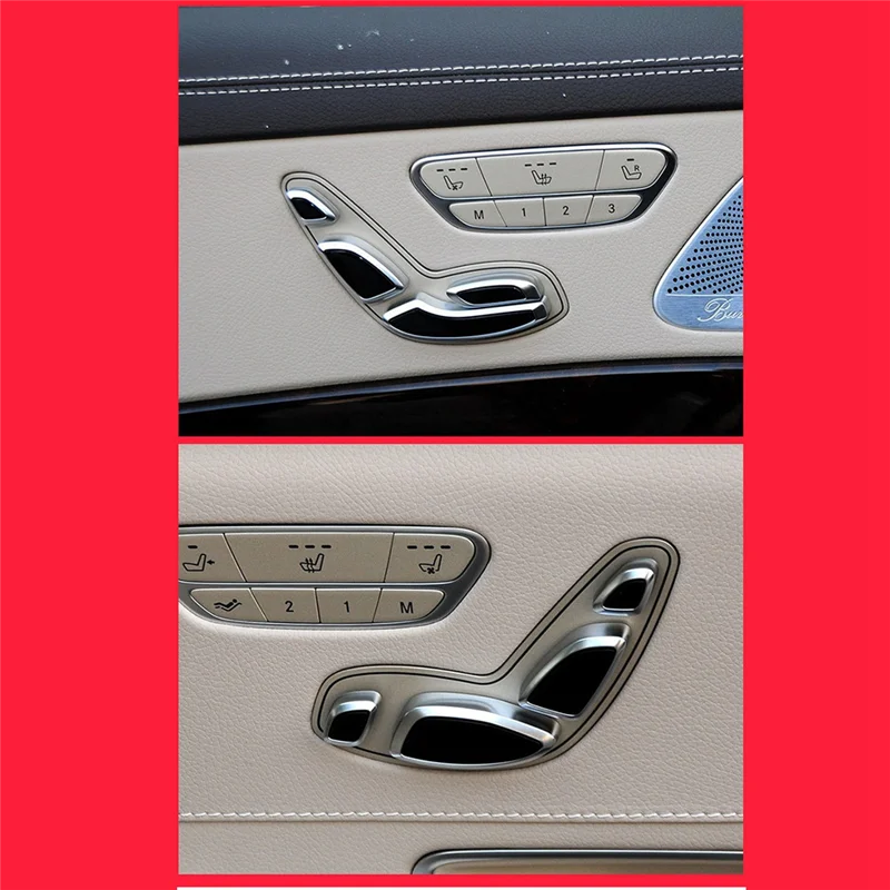 AS96-1Pair Seat Adjust Switch Headrest Button A2229058100 A2229058200 For Mercedes W222 W217 S-Class 2014-2022 Chrome Cover Part