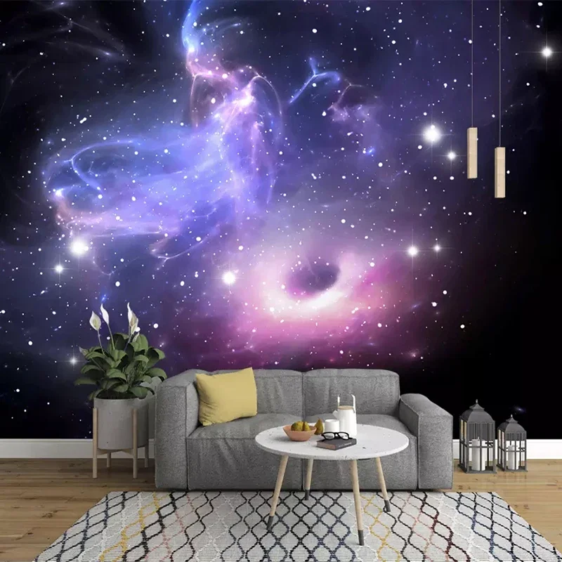 Custom 3D Stereoscopic Universe Stars Galaxy Ceiling Mural Wall Painting KTV Living Room Bedroom Background Wallpaper Murals 3D