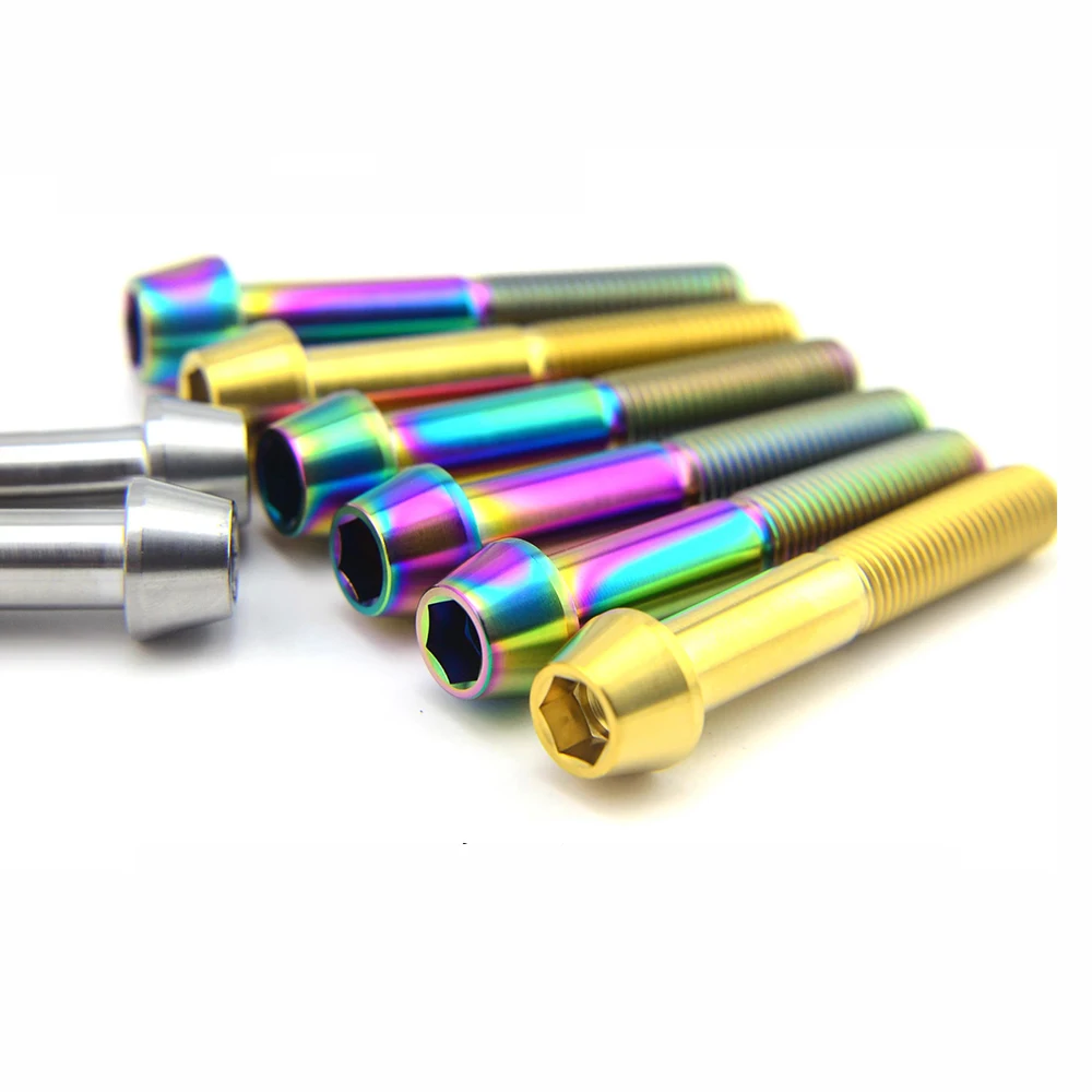 1 stks Titanium Bout M10x 55 60mm Pitch 1.25/1.5 Inbussleutel Taper Hoofd Schroeven voor Motorfiets Stuurpen Zadelpen