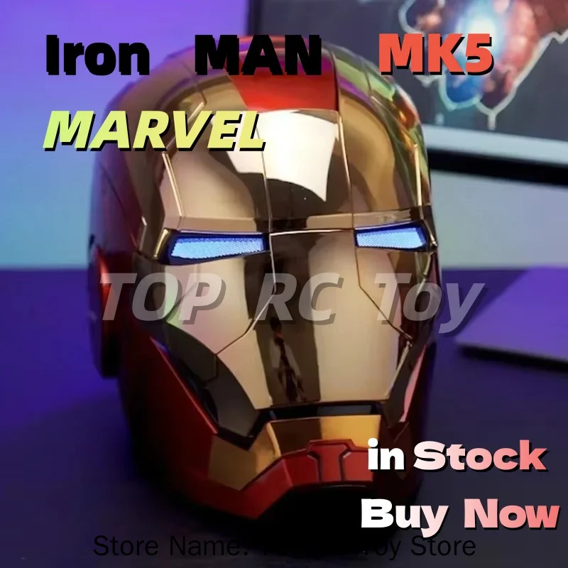 Casco de cosplay de Iron Man Mk5 de Hot Marvel AutoKing, modelo de juguete ponible a escala 1:1 con control de voz y luz para adultos, regalos de Navidad