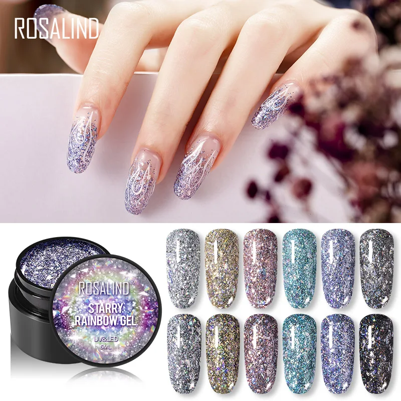 ROSALIND ネイルジェル 5ml 缶入りプラスチックネイル硬化剤速乾性マニキュアプライマー UV 照射ランプ DIY ネイル用品。