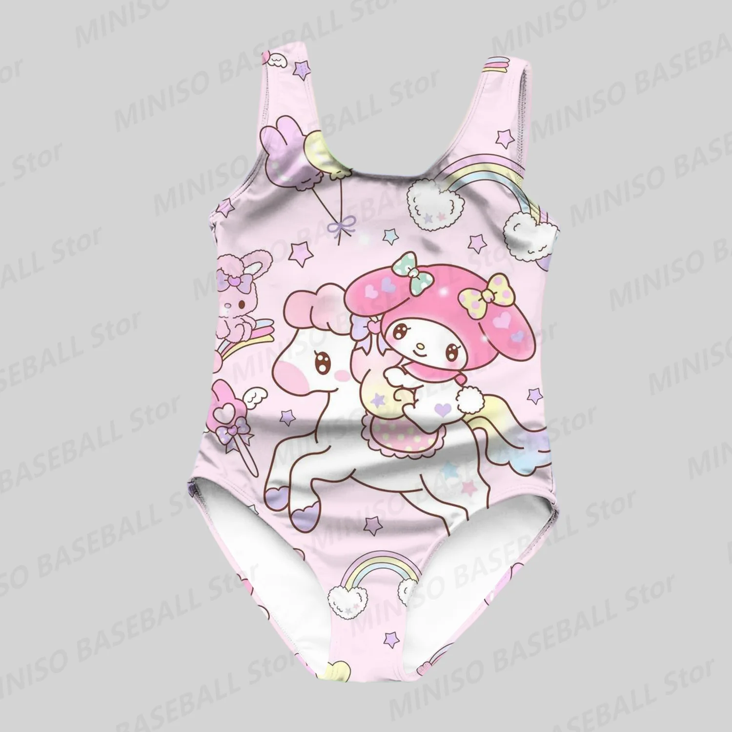 Nowy letni Sanrio Girl Melody Pink Cake 3D wzór jednoczęściowy strój kąpielowy Cute Cartoon modny strój kąpielowy dla dzieci/dorosłych wakacyjny