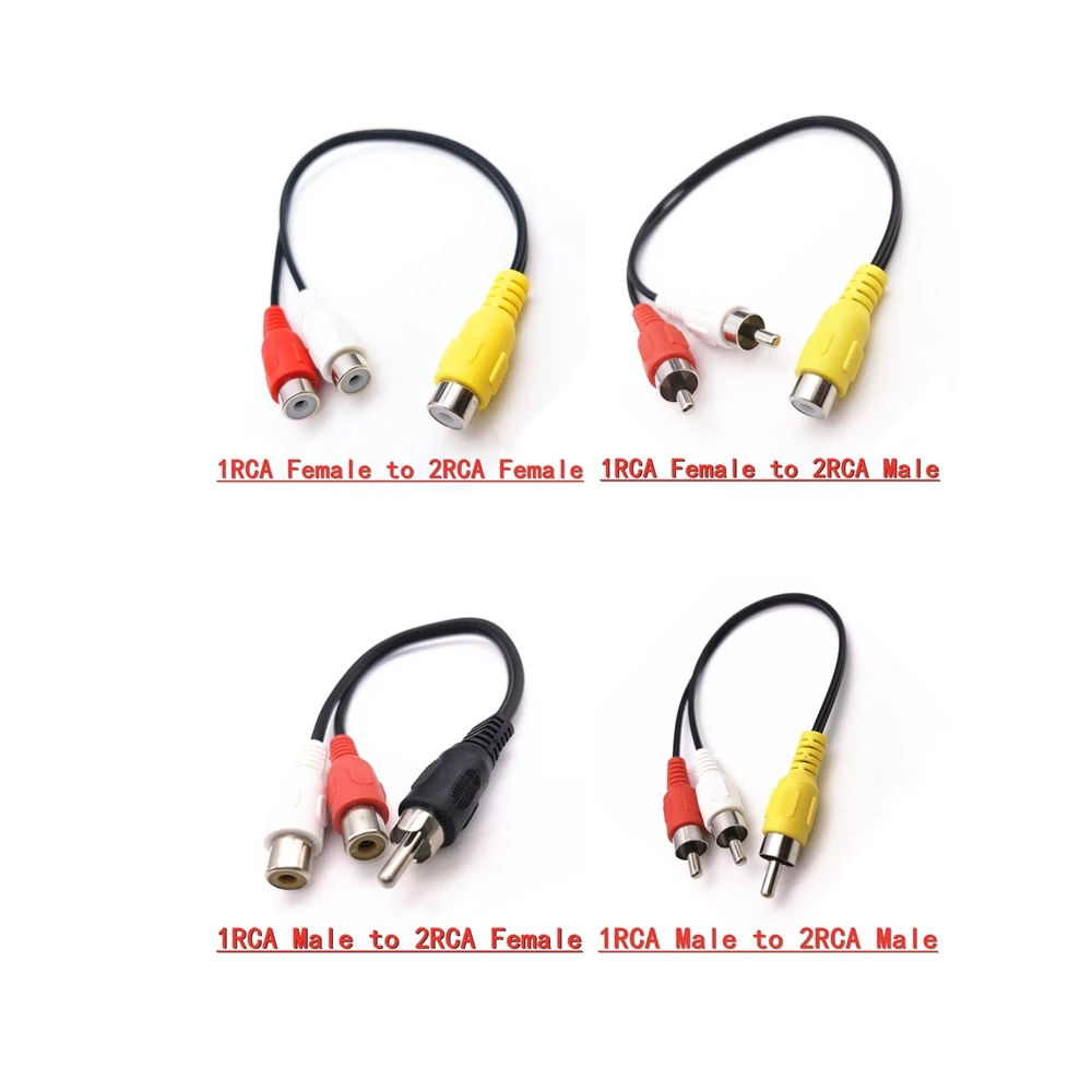오디오 스플리터 디스트리뷰터 컨버터 스피커 골드 케이블, 1RCA ~ 2RCA 수-수-암-수 스플리터 케이블
