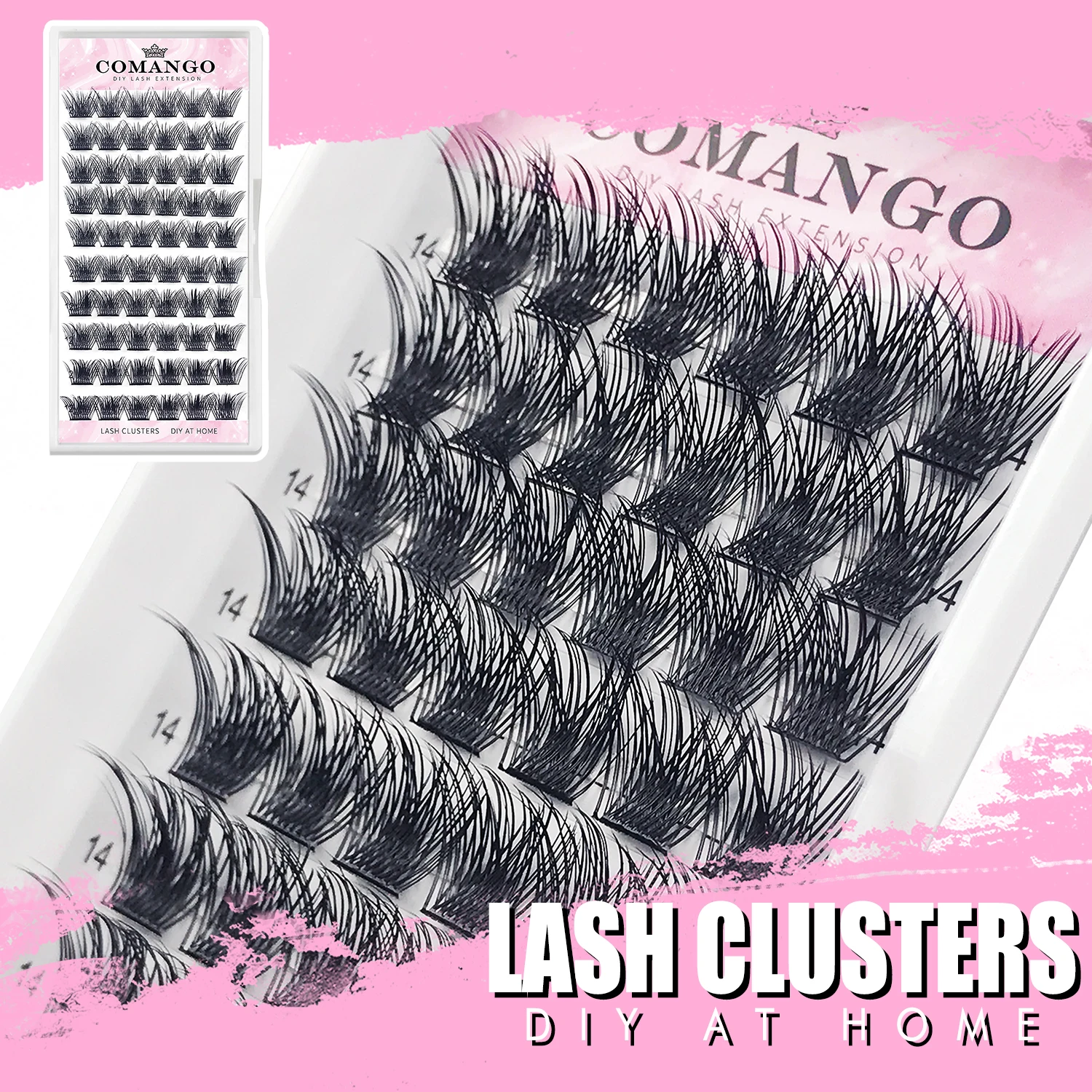 CoMango Lash Clusters Fluffy Faux Mink Mixed Length 10/12/14/16/18MM Russian Volume Natural Diy Eyelash Extensions