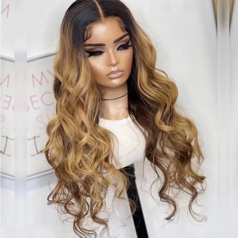 26インチ-ソフトオンブレブロンド-180密度-ボディウェーブ-レースフロントウィッグ-女性用-ベビーヘア付き-耐熱性合成繊維-ディープパート-デイリーユース
