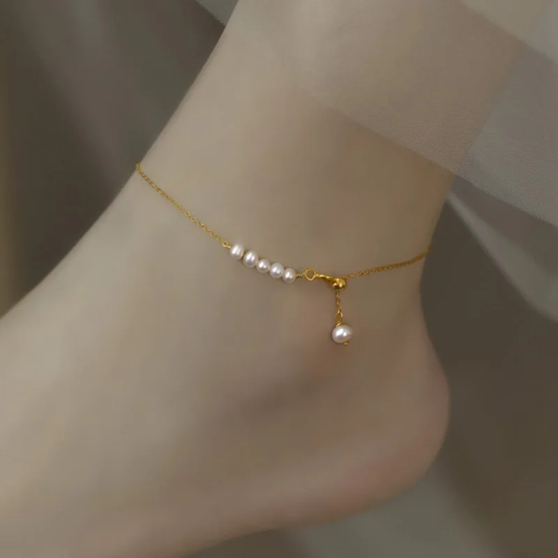 

XF800 New Pearl Anklet Natural Freshwater 14K Gold Filled Chain Original Design Handmade Custom Fine Jewelry girl Gift