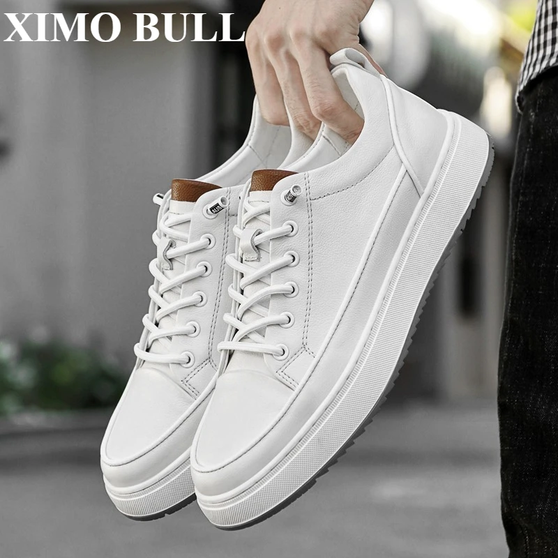 

XIMO BULL 2025 New Leather Breathable Shoes, Multi-functional Shoes,Fashionable, Summer,Men's Street Sports Shoes,White Sneakers