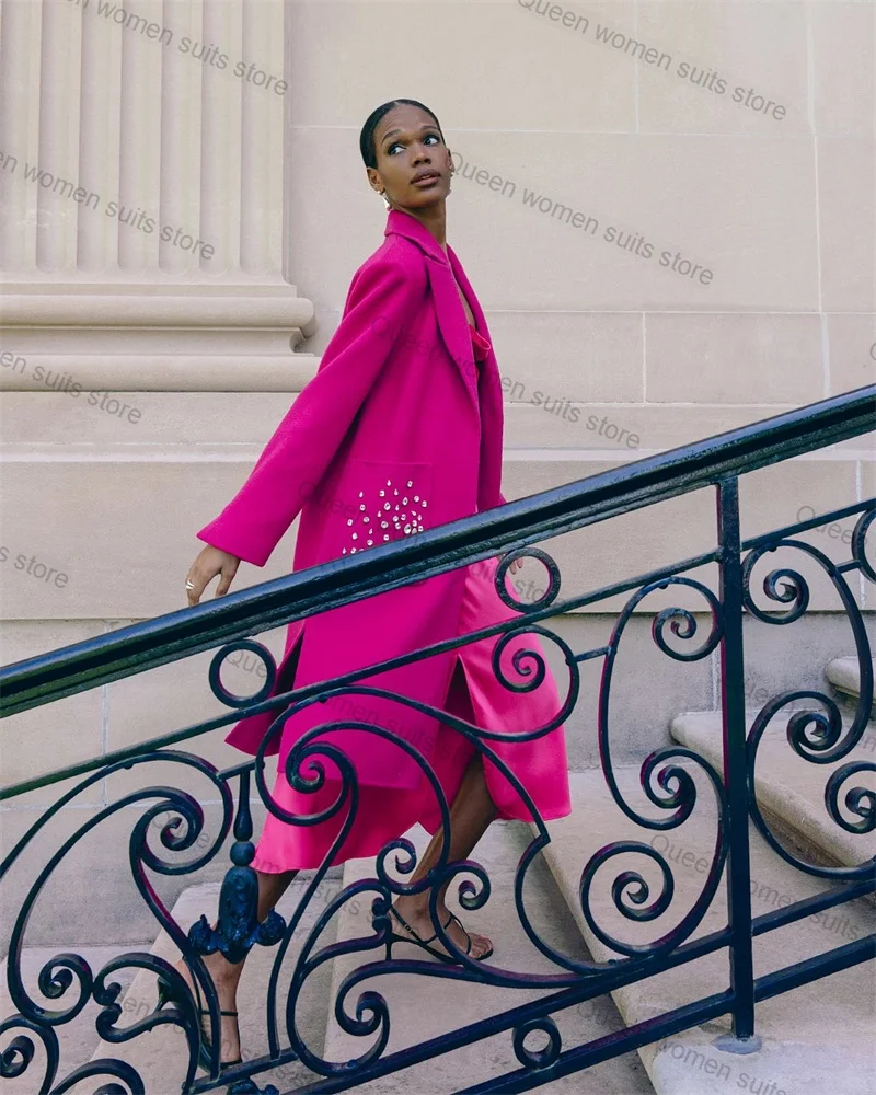 Pardessus long en laine trempée pour femme, veste blazer, manteau formel, robe de Rhpour femme de bureau, tenue d'hiver sur mesure, mariage, 1 pièce