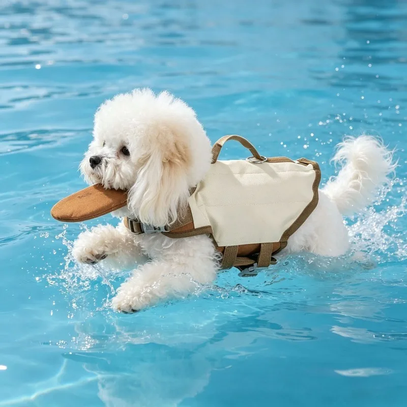 Dog Life Jacket with Rescue Handle High Buoyancy Pet Swimming Vest with Chin Support Portable Adjustable Puppy Water Safety Vest view 3