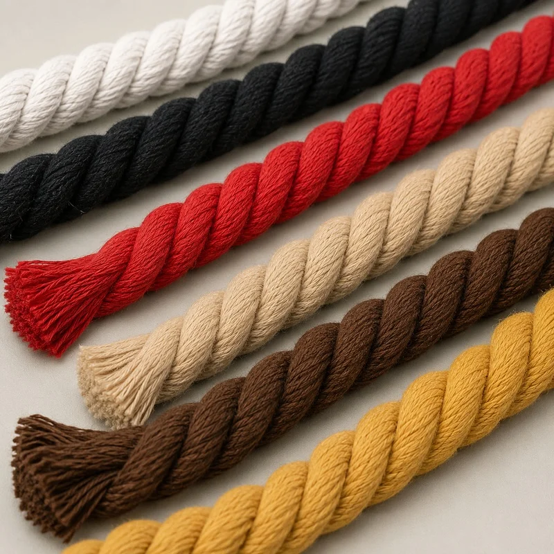 5M 5/8/12/20mm Cotton Rope Three-Strand Twisted Cord for Home Decor Shoelaces Bag Handles Macrame Basket Sewing Craft Supplies