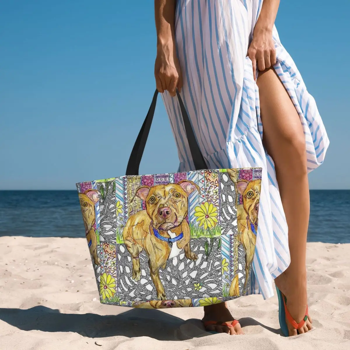 Borsa da viaggio da spiaggia Pitbull, borsa da viaggio moderna per adulti regalo di compleanno quotidiano modello Multi-stile