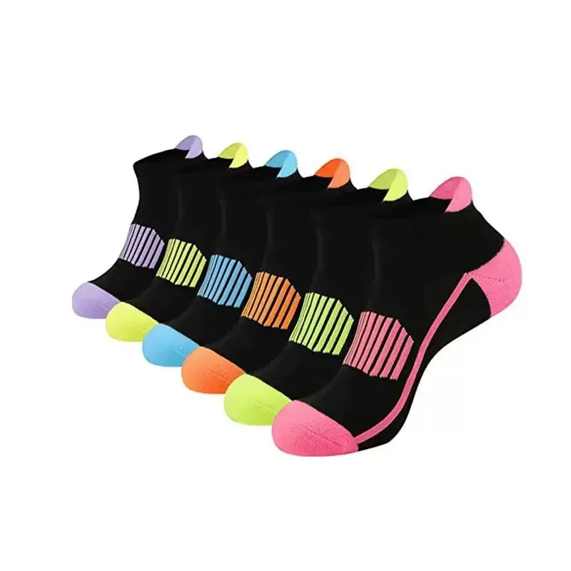 6 Pairs Women's Color Blocked Sport Socks Breathable Casual Low Cut Athletic Ankle Socks  Gym Running Socks