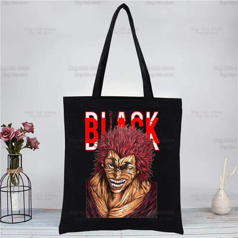 Hanma Yujirō Baki Kyokudai Taikai Travel Canvas Bags The Grappler Baki Tote Bag Shopping Grocery Bag Pures Shopper