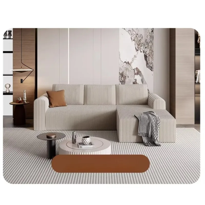 

Cream sofa ins style light luxury modern simple compression cloud velvet small apartment living room sponge single and double