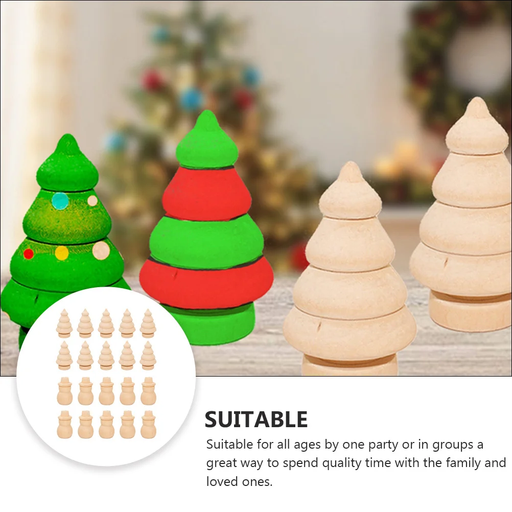 

20Pcs Wooden Christmas Ornaments DIY Xmas Tree Decor Craft Kits for and Adults Painting Activity Holiday Gift Ideas