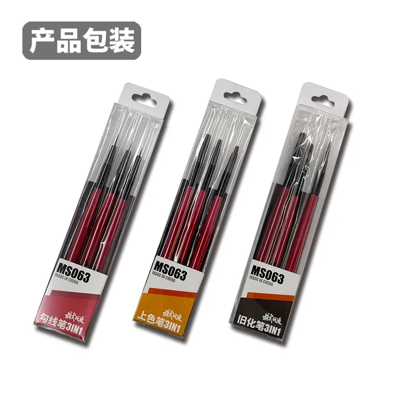 Ferramentas de pintura modelo Caneta para colorir/caneta de contorno/caneta de química antiga 3 unidades/pacote para modelos em escala em miniatura