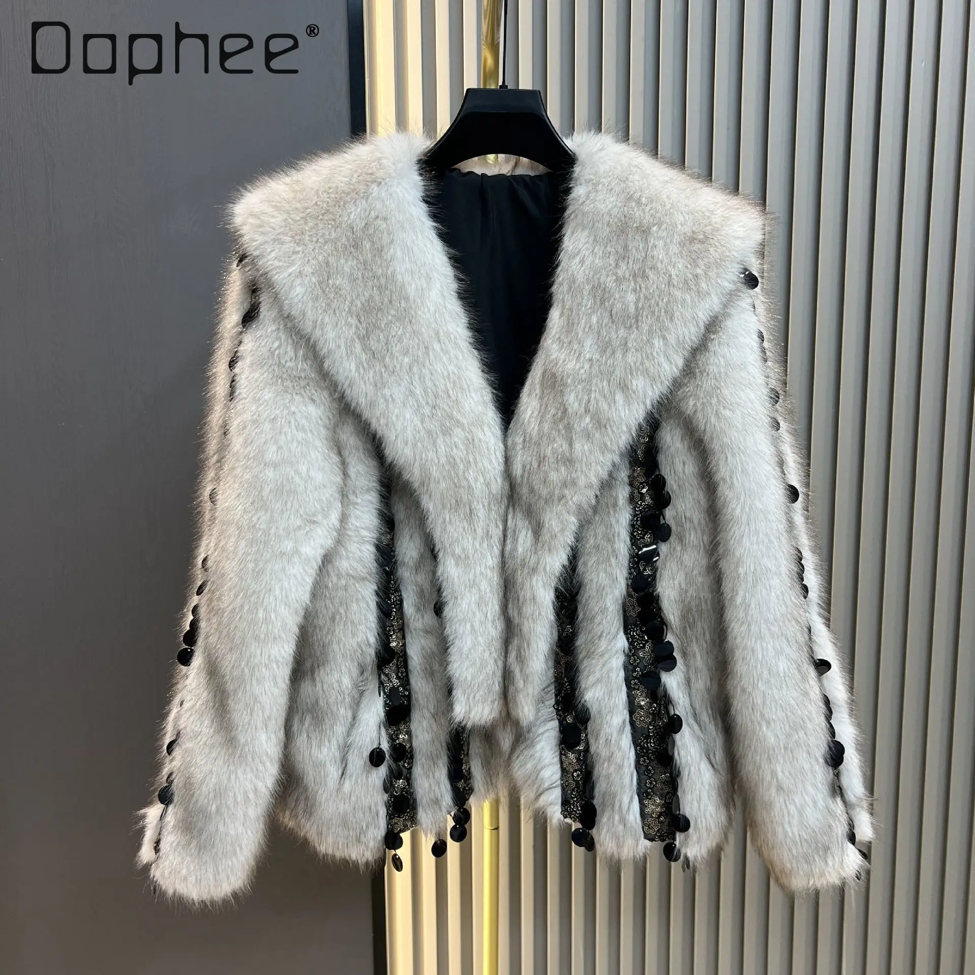

2025 Winter New Faux Mink Fur Coat Thickened Warm Stylish Age-Reducing Fashion Sequin Fur Outerwear Faux Fur Coat